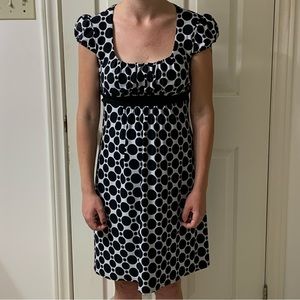 🌷3 for$25🌷Jessica, US 8, White & Black Polka Dot Belted Scoop Neck Dress